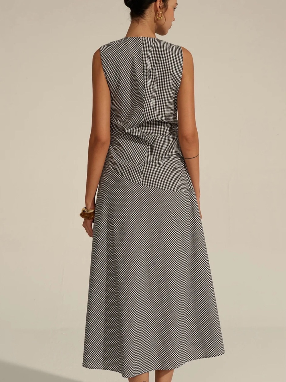 Commense Black & White Gingham Midi Dress - Picture 2 of 6